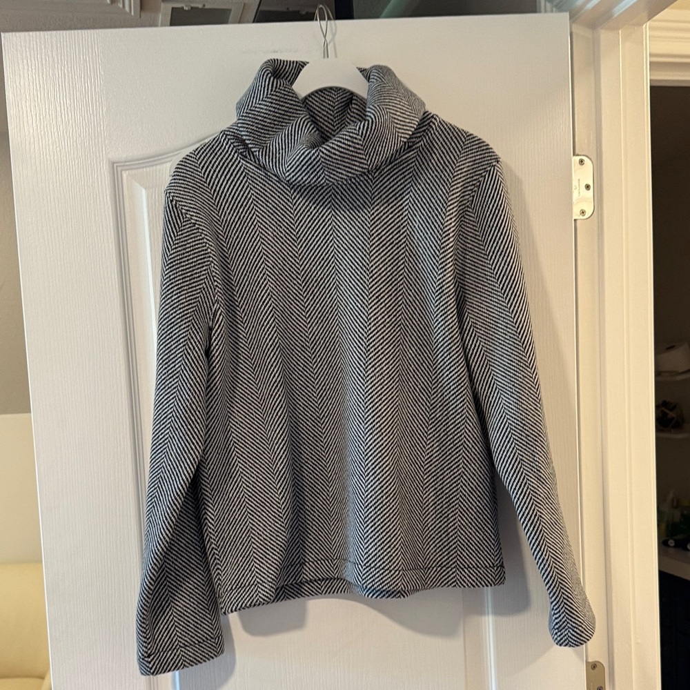 J. Crew Black and White Herringbone Turtleneck Sweater